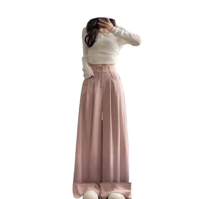 Women's 2026 American-Style Pink Wide-Leg Slimming Casual Pants