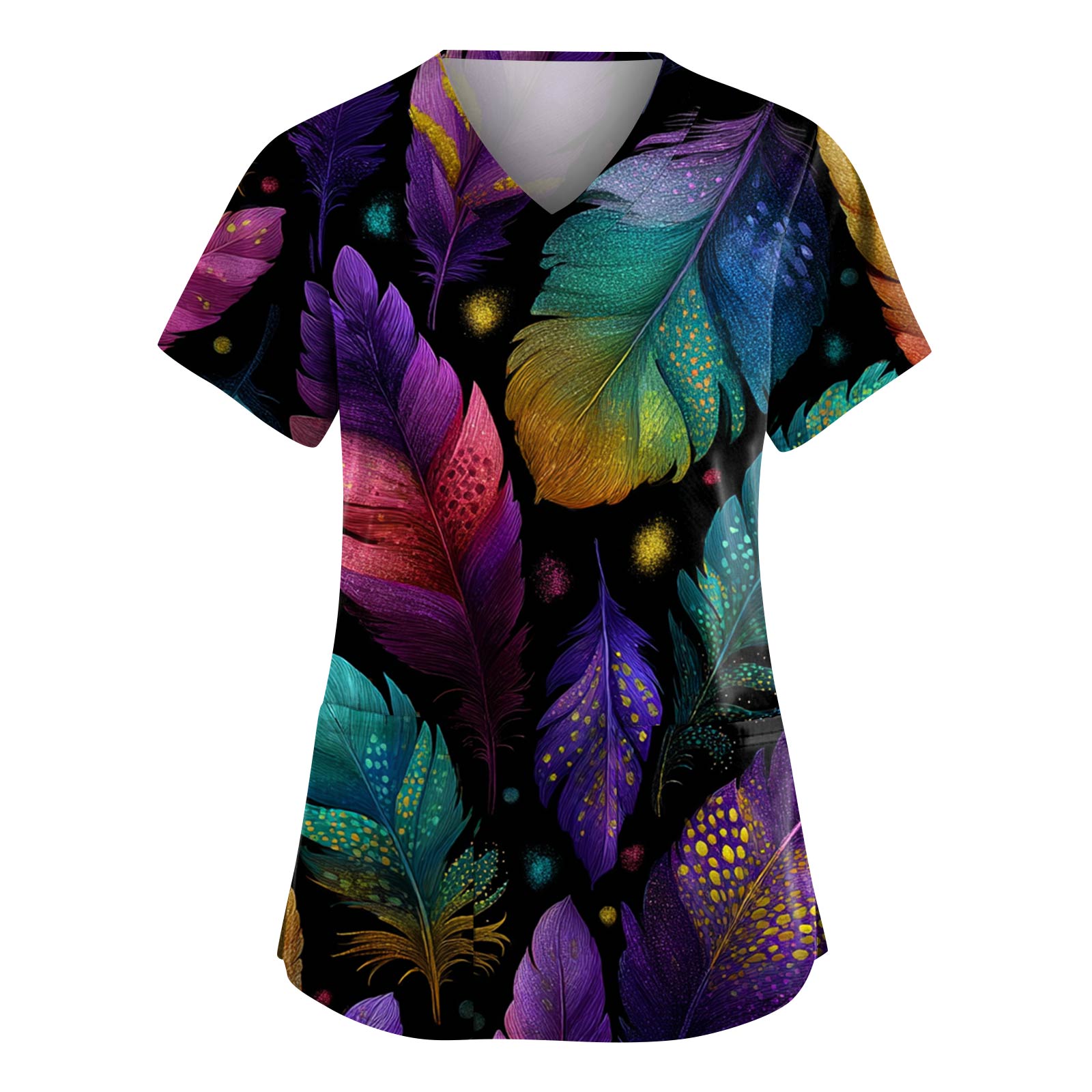 

Женская модная рабочая одежда с V-образным вырезом и короткими рукавами, с карманами, топ с карнавальным принтом, униформа для сиделки S