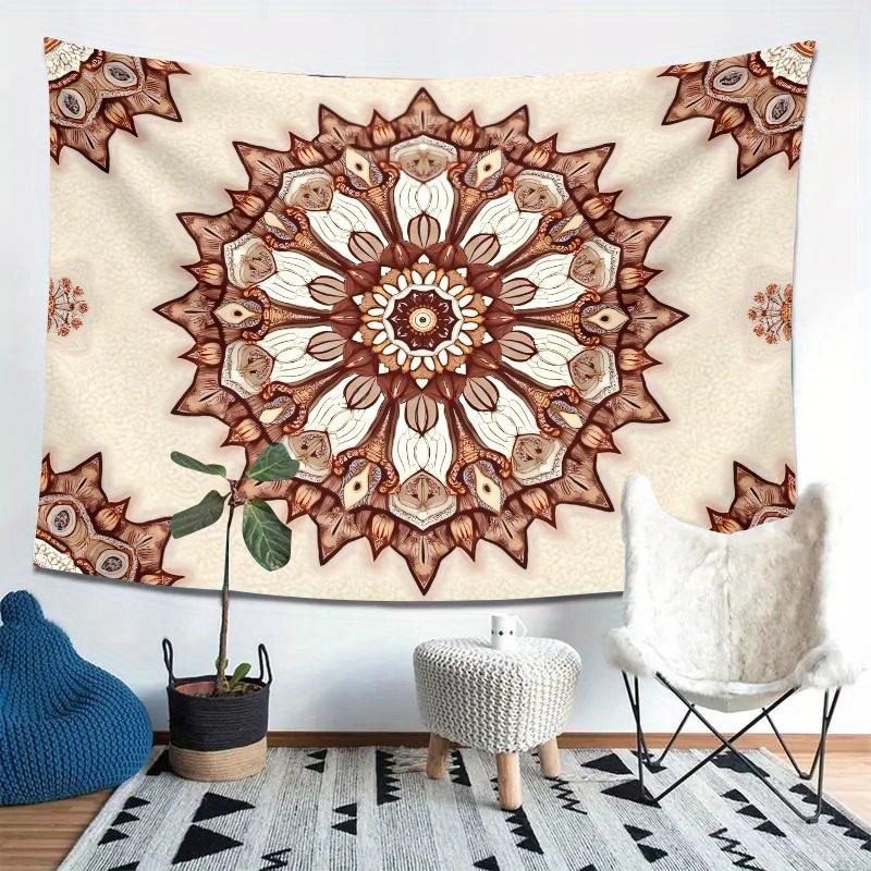 

Brown Mandala Tapestry Boho Ethnic Design Retro Pattern Spiritual Art Polyester 5161 in for Bedroom or Dorm 74x94cm(29x37in)