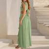 Women's Fashion Sexy Slim Backless Bohemian Holiday V-Neck Ruffle Slit Colour Dresses