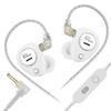 Taurus Double Dynamic Driver Cord Headphones Powerful Bass with Double-Microphones in Ear Monitor Earphones