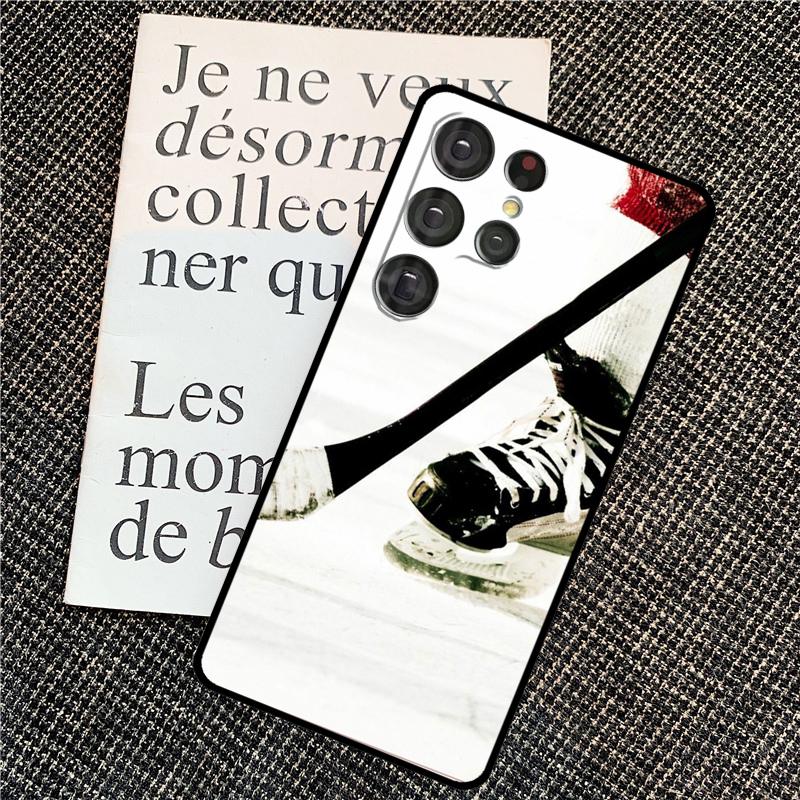 Hockey Stick and Puck Case For Samsung Galaxy S21 S22 S23 S24 Ultra Note 20 Note 10 S8 S9 S10 Plus S20 FE Cover