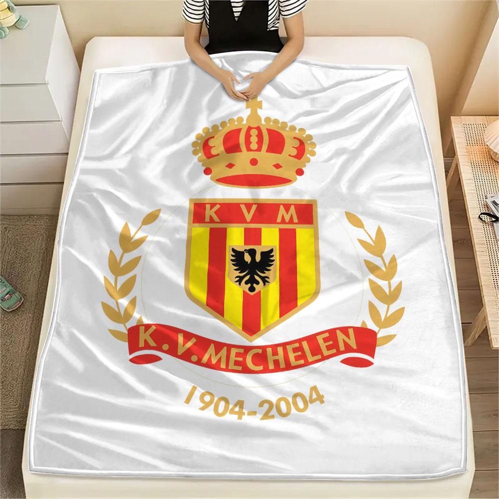 Coperta in Flanella Stampata KV Mechelen, morbida coperta per camera da letto e divano, lavabile, merchandising per tifosi di calcio, ottimo regalo.