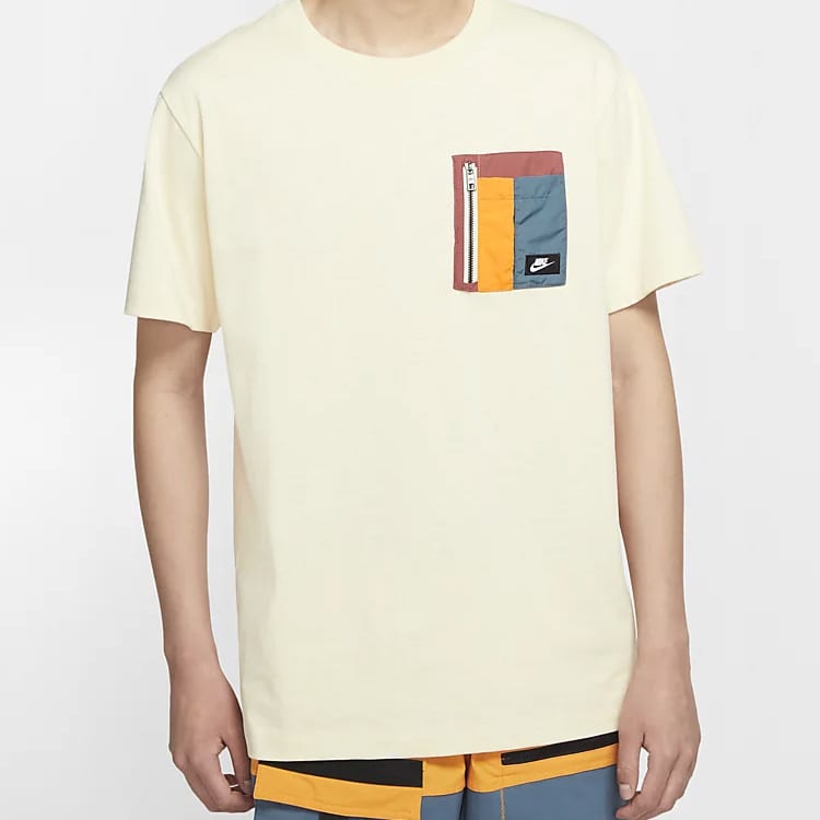 Nike T Shirts Men's Fossil Gray Crew Neck Moderate Straight Fit CZ8671-208