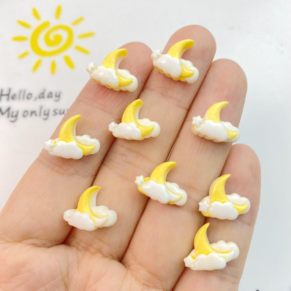 30Pcs New Cute Resin Mini Rainbow, Moon, Stars and Clouds Flat Back Manicure Parts Embellishments For Hair Bows