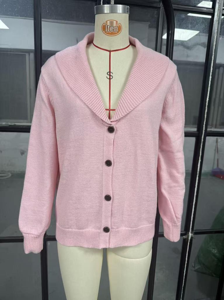 2026 Europäischer und Amerikanischer Damen Herbst/Winter Strickknopf-Revers-Pullover - Bestseller Unifarbener Stil