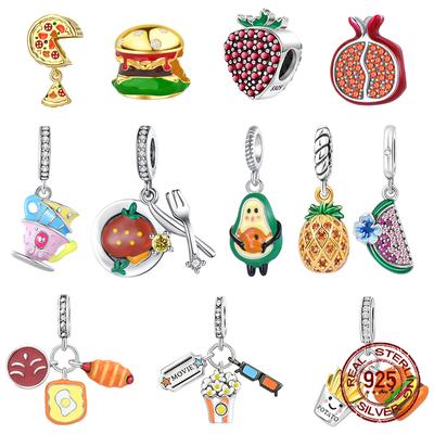Cute And Interesting Copper Delicious Food Dessert Burger Pizza Charm Pendant Fit Bracelet Party Gifts