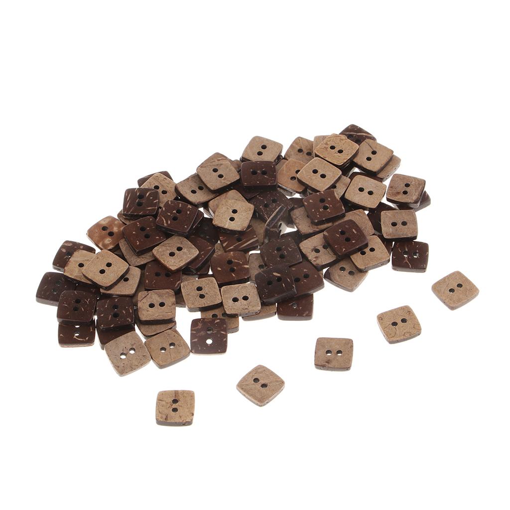 

Wooden Sewing Buttons Square 12mm Coconut Shell with Two Holes for Baby Garment DIY Needlework Scrapbooking Decoration коричневий