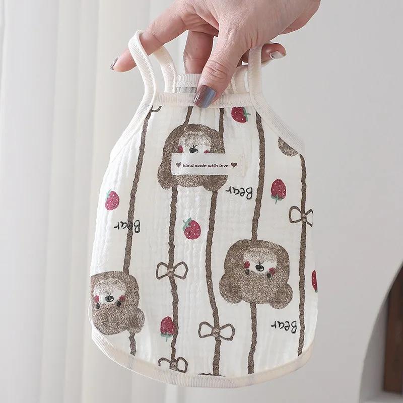 Spring Summer Cotton Bear Vest Dog Clothes Teddy Bichon Schnauzer Home Clothes Sleepwear Outdoor Sun Protection Shirt