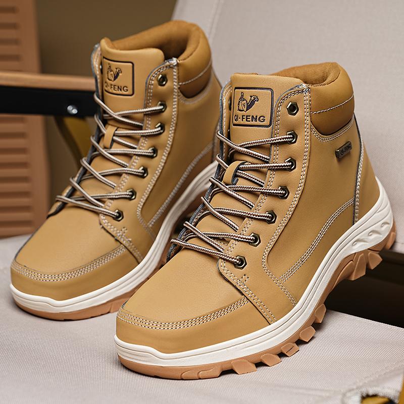 Men's Plus Size Fashionable High Top Outdoor Leisure Hiking Shoes Hiking Shoes with Plush Insulation Cotton Shoes Snow Boots