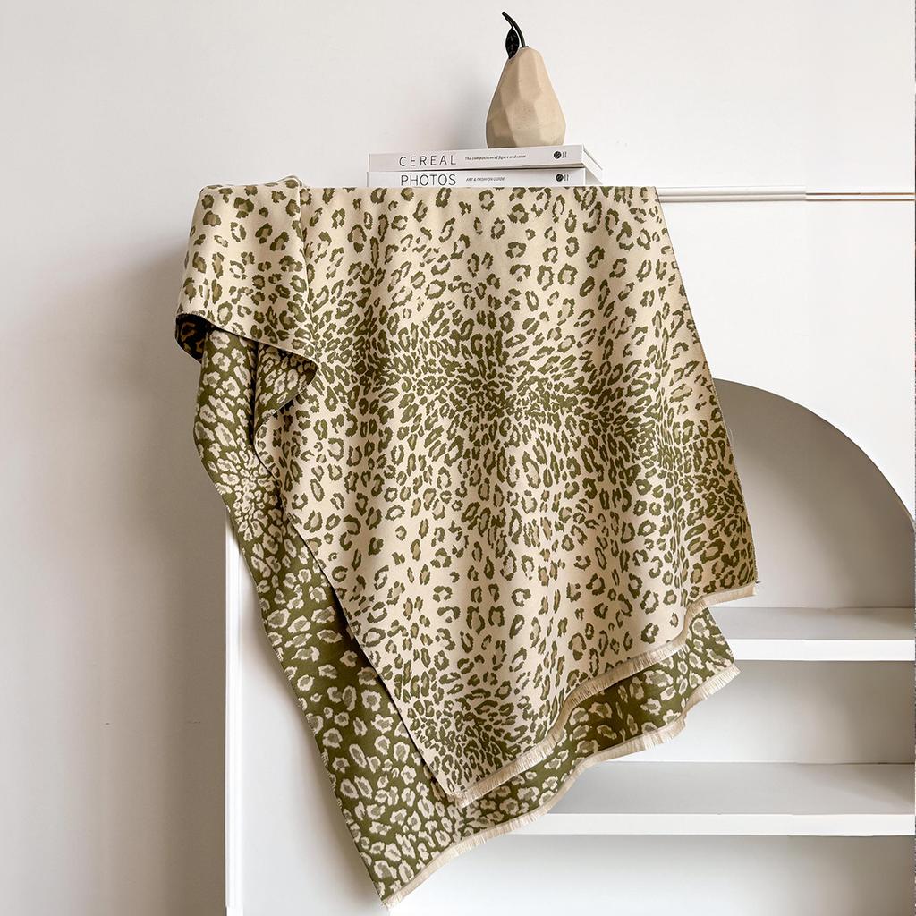 New Luxury Winter Leopard Two-Sided Cashmere Jacquard Scarves High Quality Women Thicken Wrap Shawl Ladies Wool Pashmina Scarf