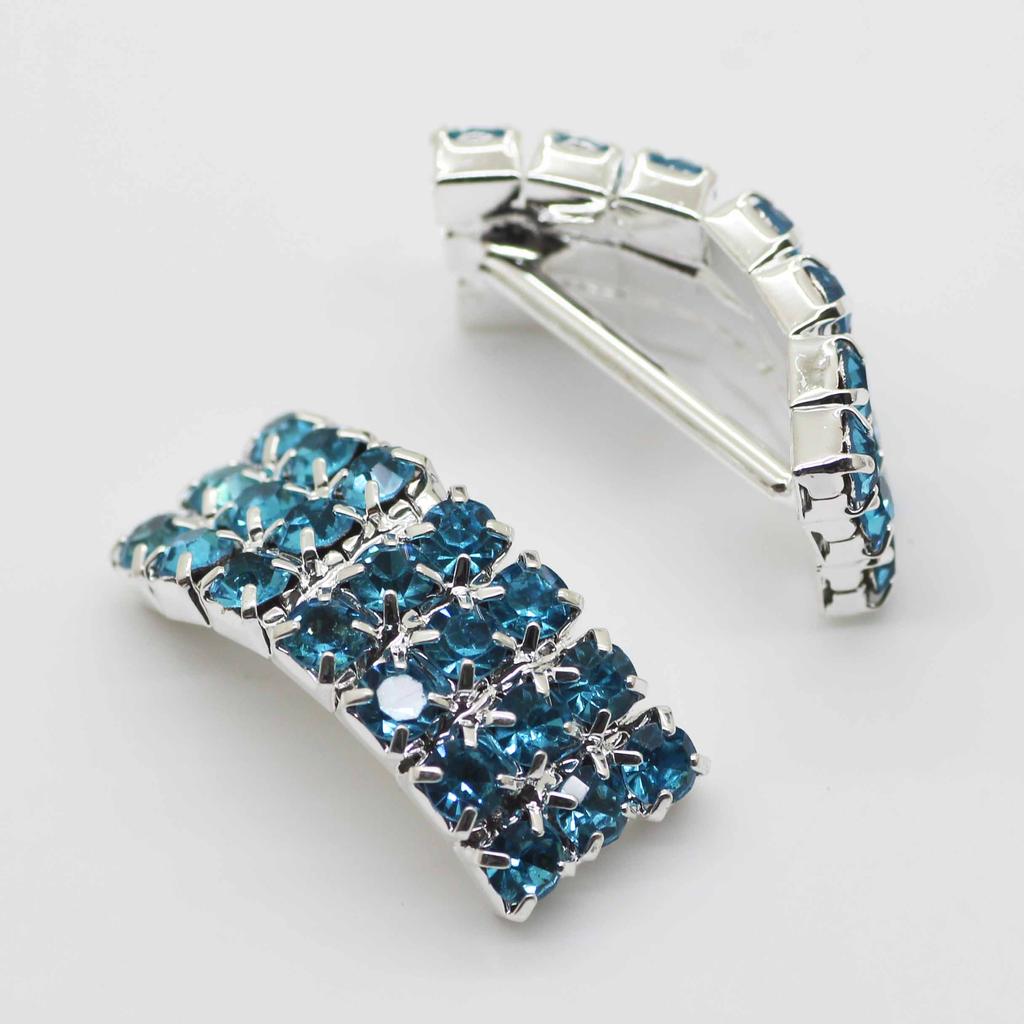 New 10Pcs/set 20mm*8mm Arched Rhinestone Buckles Diamond Buttons Plated Silver Square Invited To the Wedding Ribbon Slider