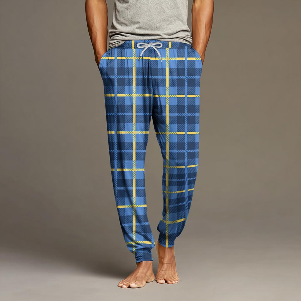 Men's Drawstring Pocket Cuffed Casual Pants Home Sleep Pants