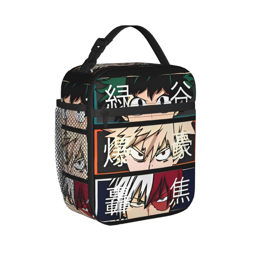 MHA Insulated Lunch Bags Thermal Bag Reusable,Meal Container Anime Deku Bakugou Katsuki Leakproof Lunch Box Tote Bento Pouch