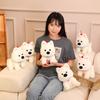 Adorable Fluffy White West Highland Terrier Plush Toy Stuffed Lifelike Dog Plushie Soft Puppy Animal Appease Doll Sweet Gift