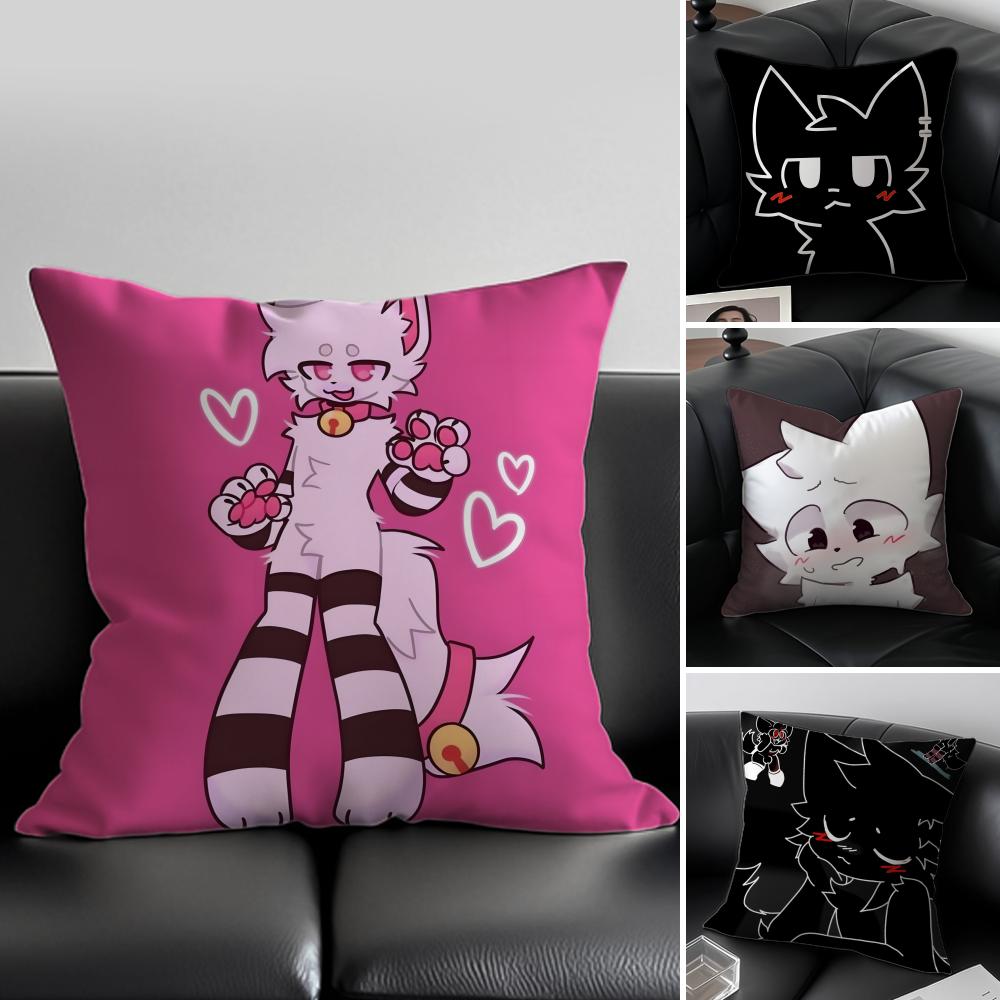 Boykisser Cute Cartoon Beautiful Cat Boykisser Cushion Cover Pillow Case Antidustmite Invisible zipper silky plush cushion