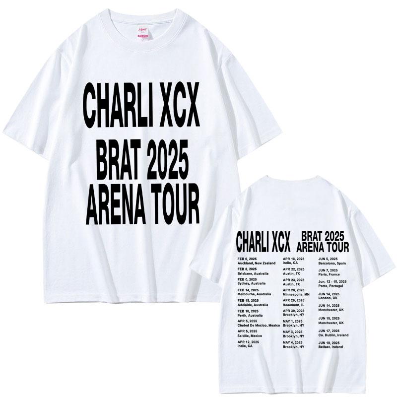 2025 Summer Charli Xcx Brat Arena Tour T Shirts Mens Women Fashion Pop Music Cotton Oversized Short Sleeve Tshirt Streetwear