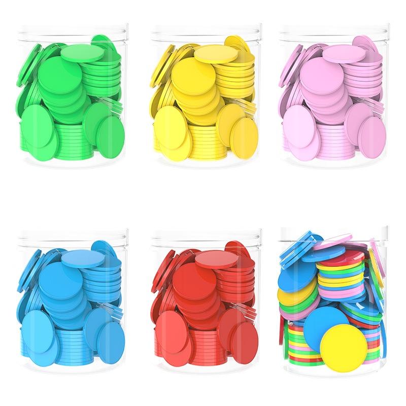 100Pcs Plastic Counting Tokens Colored Round Addition Subtraction Operation Math Teaching Tool Board Game Tokens Bingo Markers