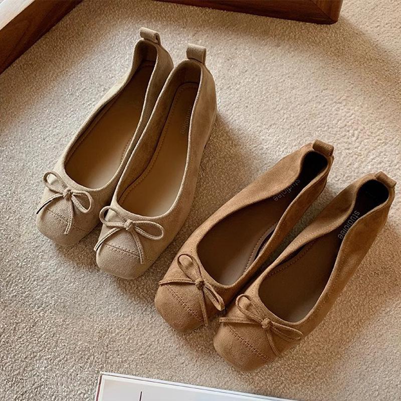 Sheepskin version~ Grape mother has the same temperament square head, light mouth bow, thick heel, versatile leopard print, genuine leather shoes.