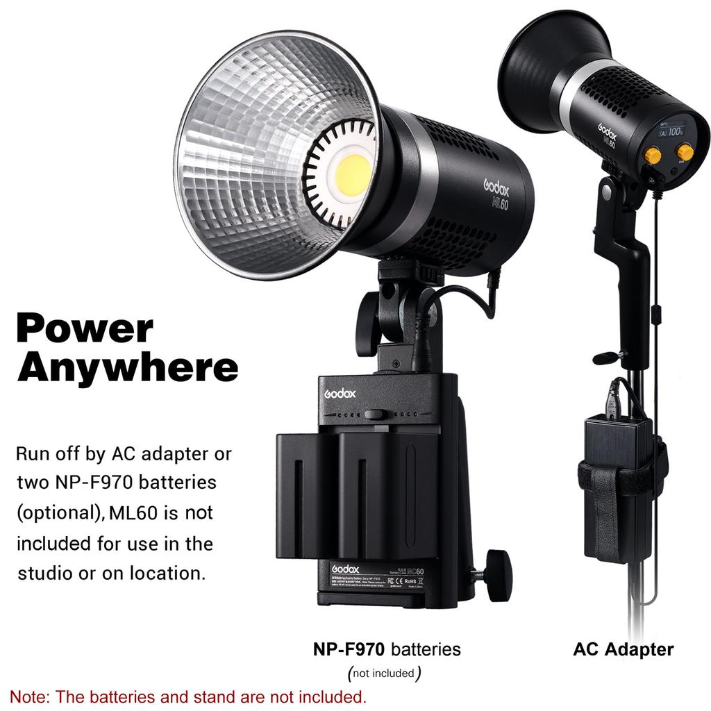 Godox ML60 Portable Studio LED Light Portrait Photography Fill Light 60W 5600K CRI96 TLCI97 16