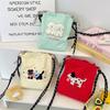 Cute Color Embroidery Bucket Bag Small Cloth Bag College Girl Casual Shoulder Crossbody Mobile Phone Bag