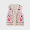 2023 Autumn/Winter Ethnic Style Retro Print Velvet Slim Fit Vest Jacket