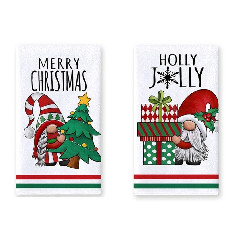 Quick Drying Christmas Kitchen Towels Decorative Holiday Dishcloths Drying Towel For Cleaning And Drying