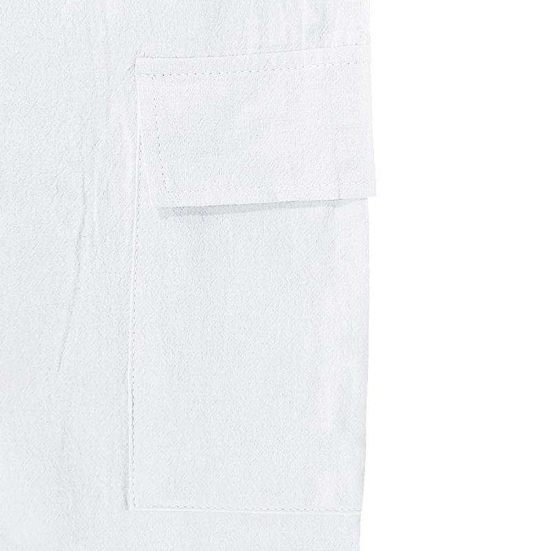 Men's linen trousers four seasons thin section breathable workwear multi-pocket loose casual trend wide-legged trousers