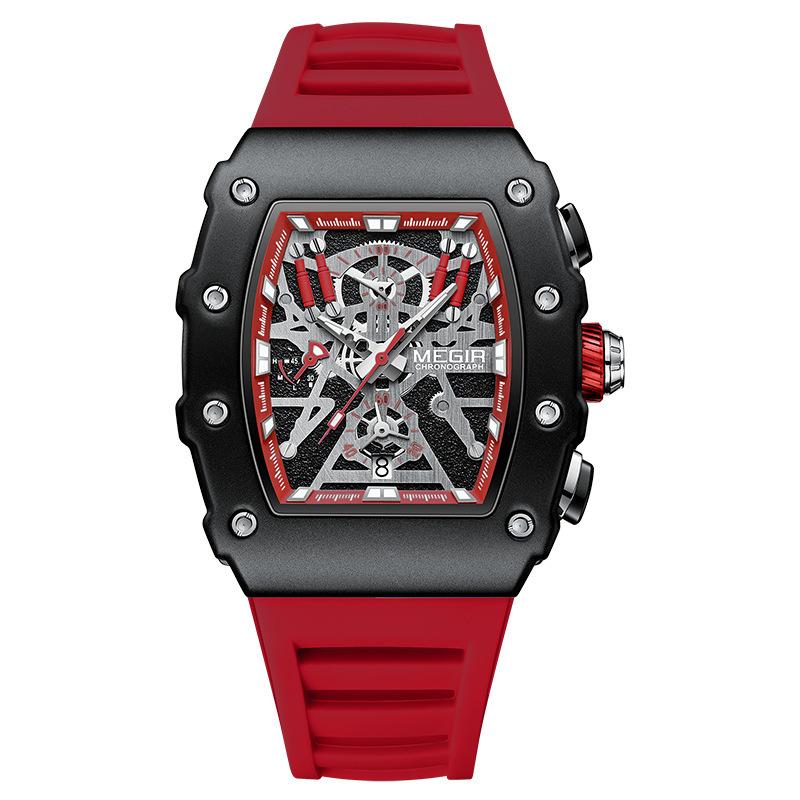 Watch Men S Barrel Watch Square Domineering Chronograph Silicone Men S Watch 2218