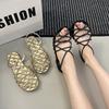 2025 summer French new twist woven open-toed Roman sandals flat versatile comfortable strap sandals