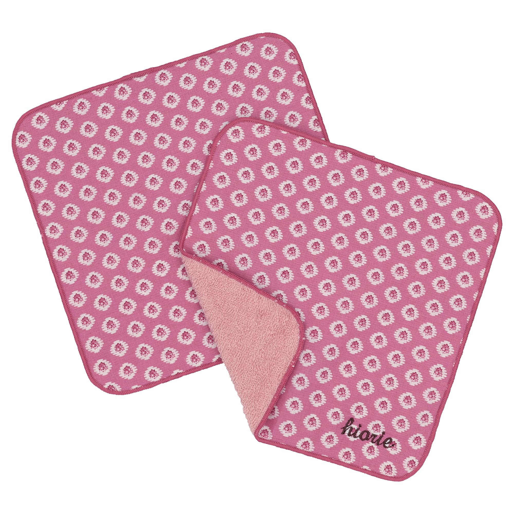 

hiorie Floral Gauze Handkerchief Made in Set of Geometric Pink Towels, Japan, Thin, Quick-Drying, 2,