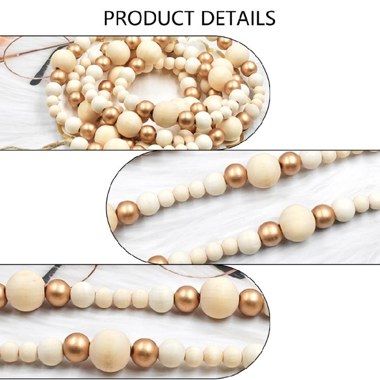 Wooden Bead Christmas Garland 7.41ft Long Festival Tree Decoration For Mantels Staircase Holiday Party Centerpieces