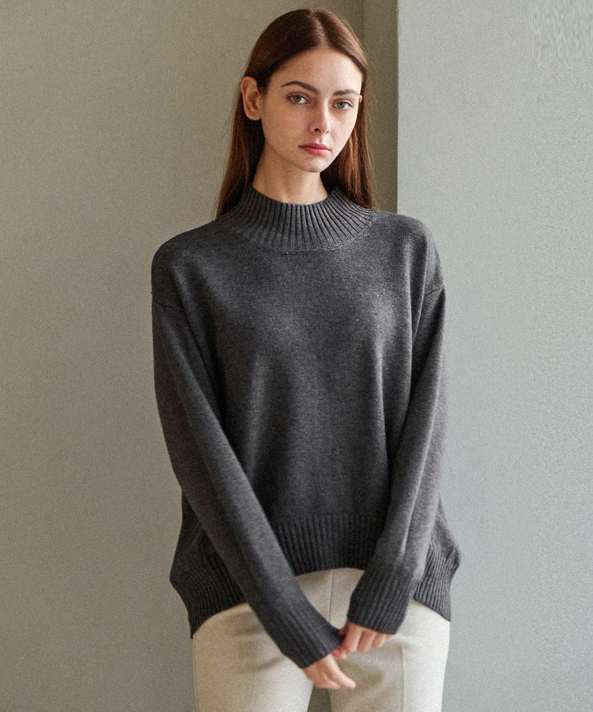 Beullangyu Flowed Half-Neck Slit Knit_4 Colors