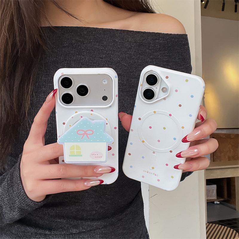 Korean Polka Dot Magnetic Case for iPhone 17/16 Pro Max/15 Pro