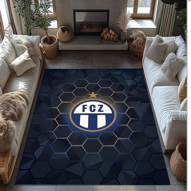 Tappeto Morbido Area Rug con Motivo Calcio FC Zürich Antiscivolo Tappeto per Pavimento Interno Tappetino Decorazione Sportiva per Camera da Letto