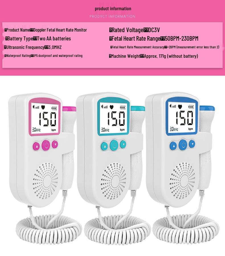 Portable Handheld Fetal Doppler Ultrasound Heart Monitor for Pregnant Women