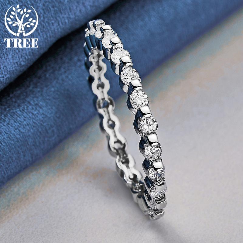 925 Sterling Silver Full AAA Zircon Ring Jewelry