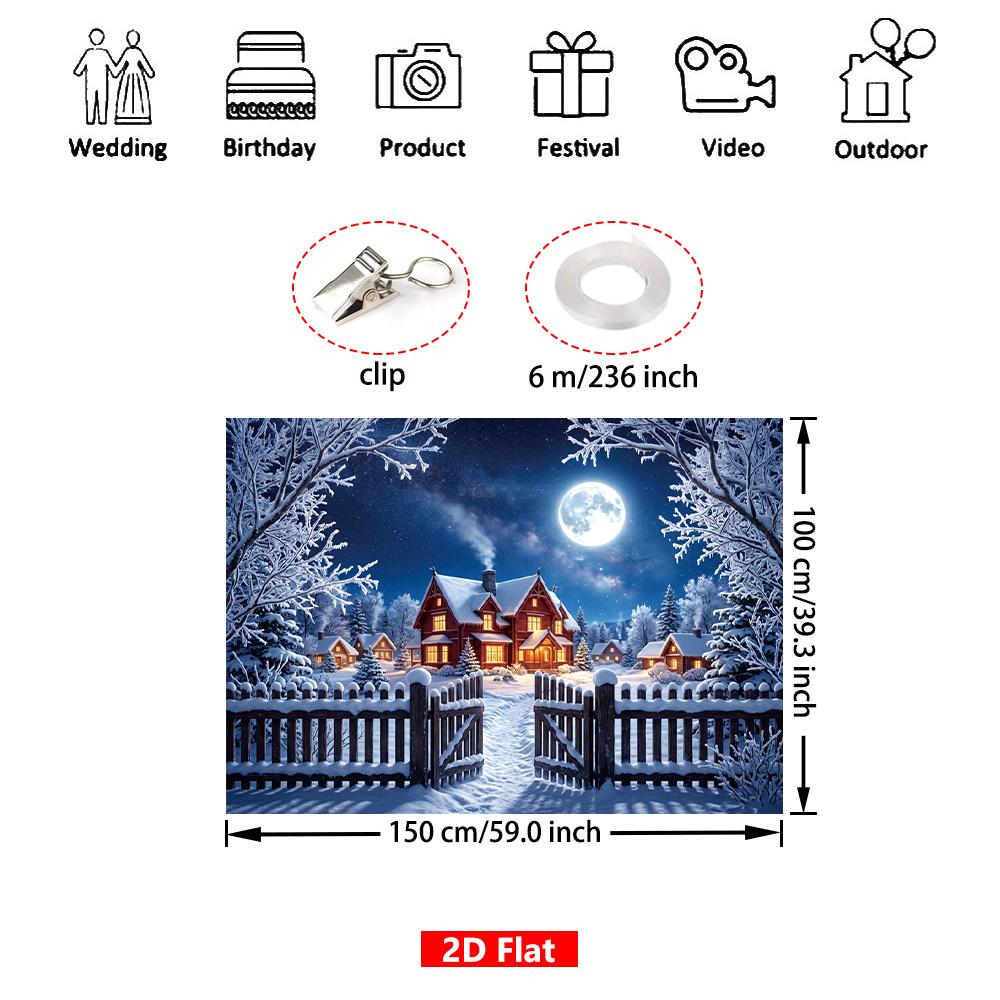 1Pcs Merry Christmas Full Snow House Scene Decoration Background Xmas Backdrop Decorations For Photo Studio Photo Booth Party