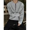 Black Half Zipper Deconstruction Design Shoulder Padded Sweater Men's Autumn and Winter American High Street Willow Nails Long-sleeved