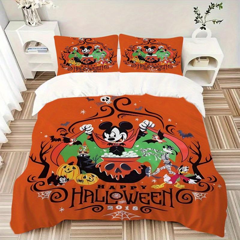 3pcs Mickey Happy Halloween Bedding Set Includes Quilt Cover and Pillowcases, Suitable for All Seasons B061