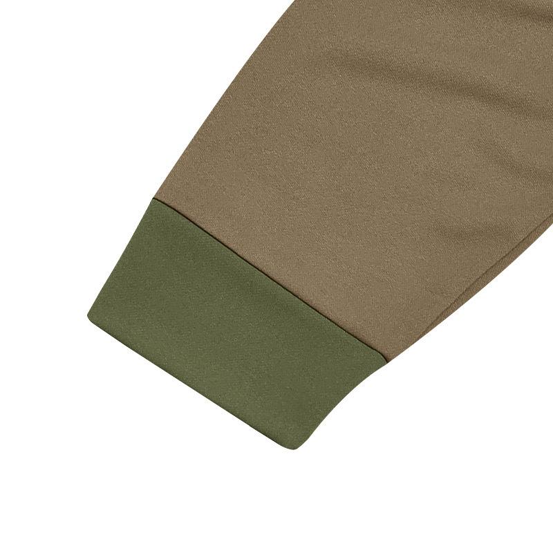 Vintage Patchwork Mens Crew Neck T Shirts Autumn Long Sleeve Contrast Color Buttoned Tops for Men Casual Slim Pullover Male Tees