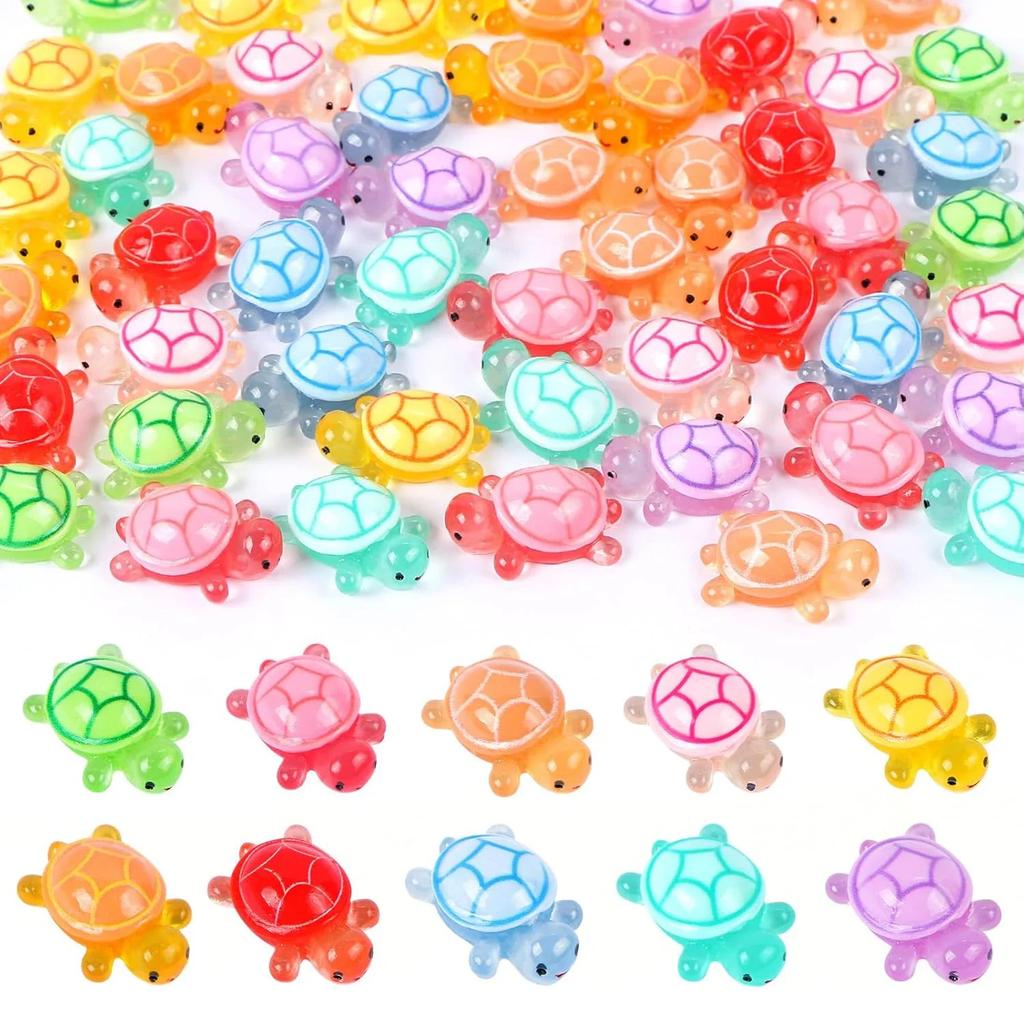 10-100Pcs Glow-In-The-Dark 3D Turtle Figurines Colorful Translucent Plastic Decorations for DIY Crafts Party Favors Classroom