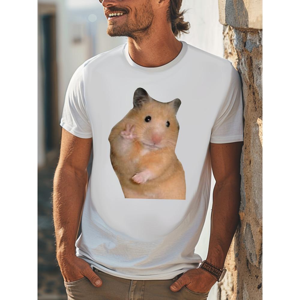 Graphic Meme Mouse Short Sleeve Comfy Stretchy Crew Neck Patterned Polyester Tee for Casual Daily Washable