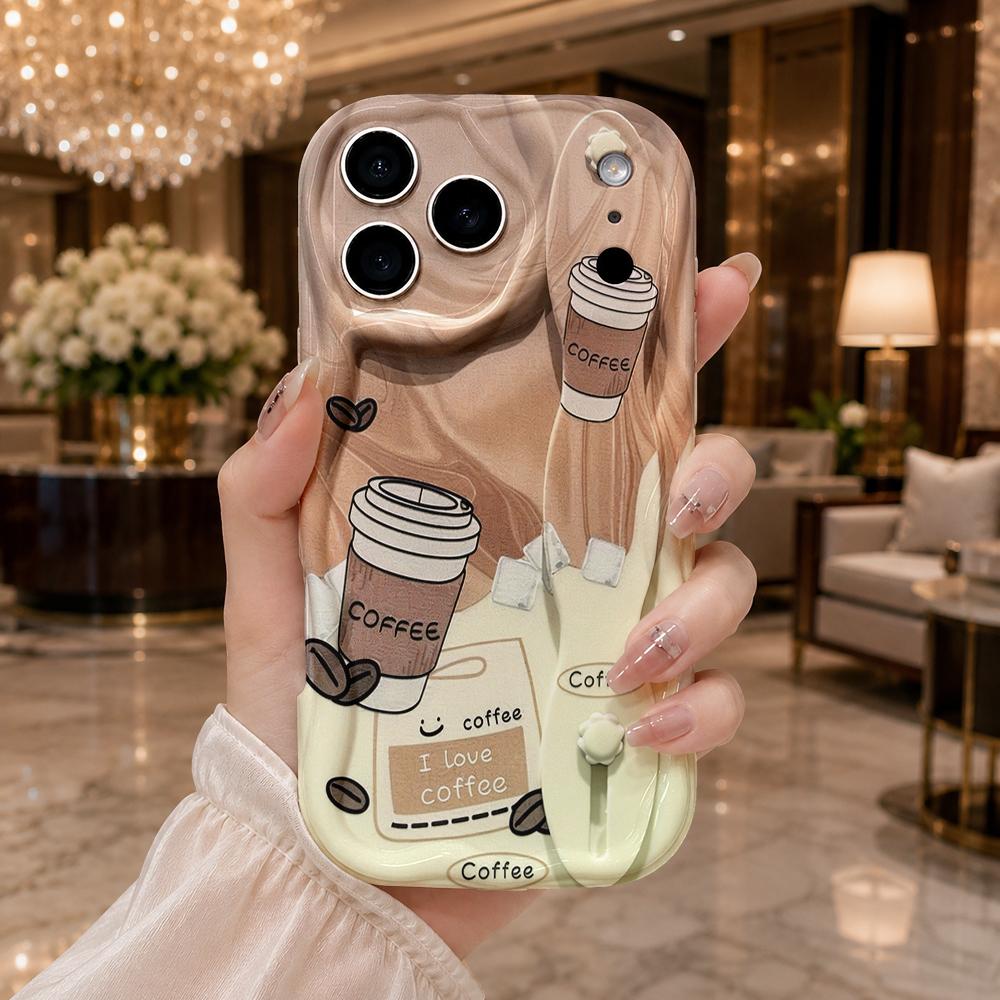 Coffee Cup Bean I Love Coffee Gradient Phone Case For iPhone 17 16 15 14 13 12 11 Pro Max Plus Wavy Edge
