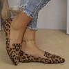 Women'S Leopard Print Slip-On Flats - Soft Sole Comfortable Pointed Toe Shoes with Bow Detail, Lightweight Casual Shoes for Spring & Fall