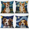 Animal Lovely Cute Dog Cushion Cover Daily Washable Linen Pillowcase Soft For Sofa Bed Home Room Decor
