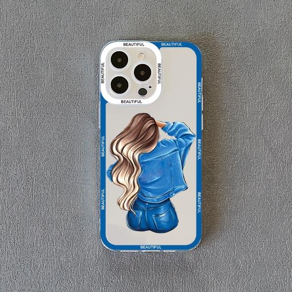Pretty Girl Clear Phone Case For iPhone 11 12 13 Pro Max 15 14 Pro Max Plus X XS XR 7 8 Plus SE 2020 Transparent Back Cover Capa