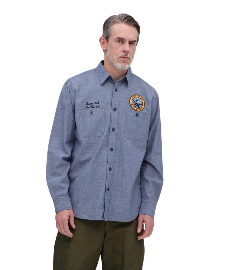 AVIREX FELIX CHAMBRAY Size SHIRT, Men's, 2XL, 367, Indigo, 783-5120008