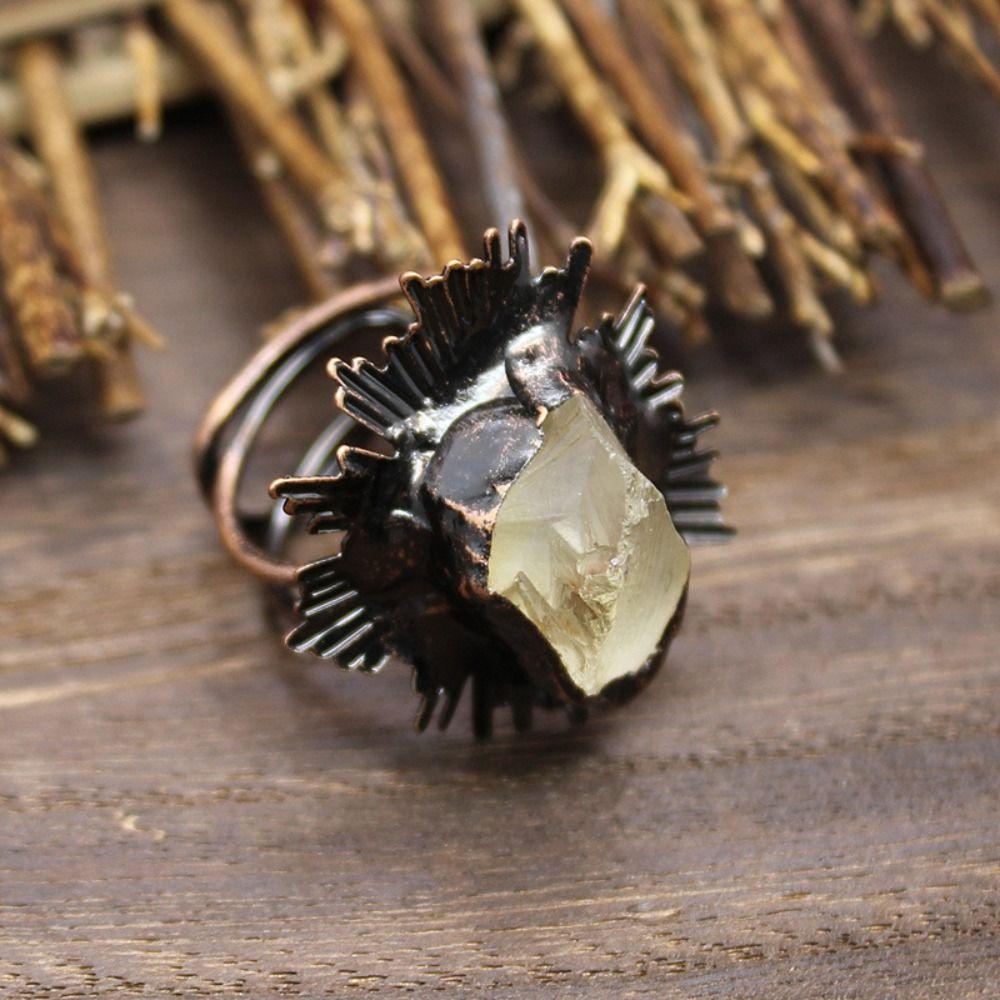 Gothic Adjustable Rings Hypoallergenic Raw Stone Rings Natural Crystal Rings Alternative Fashion