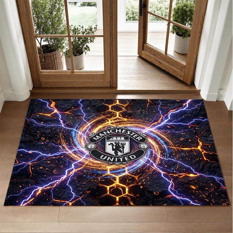 Manchester United Design Crystal Velvet Rug Soft Decorative Mat for Bedroom Entrance